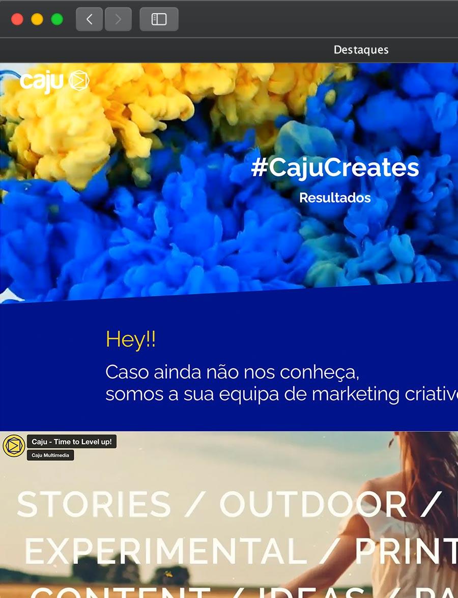 Prévia do projeto Caju Multimedia, do portfólio da Infinit0