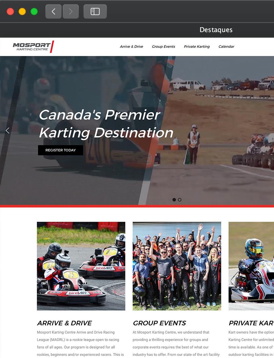 Prévia do projeto Mosport Karting Centre, do portfólio da Infinit0