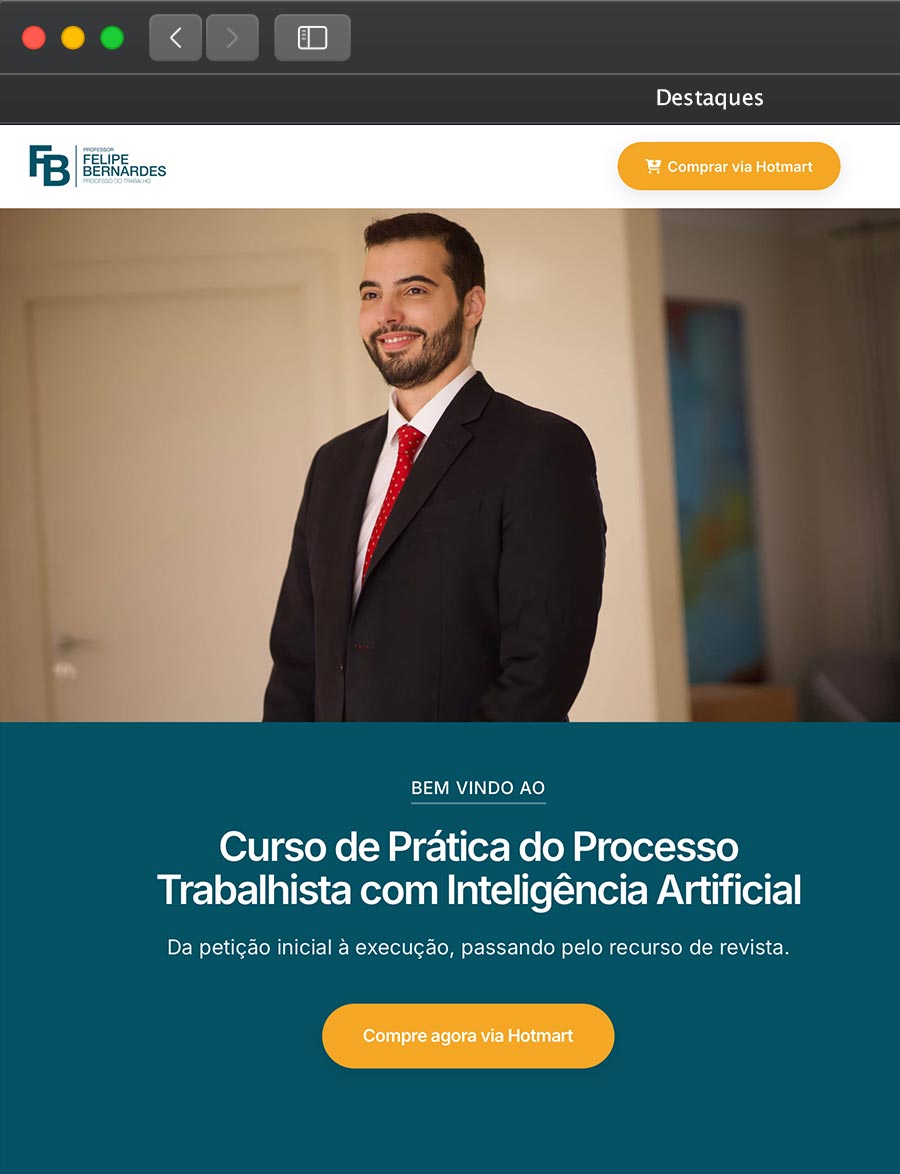 Prévia do projeto Felipe Bernardes · Trabalhista Full, do portfólio da Infinit0