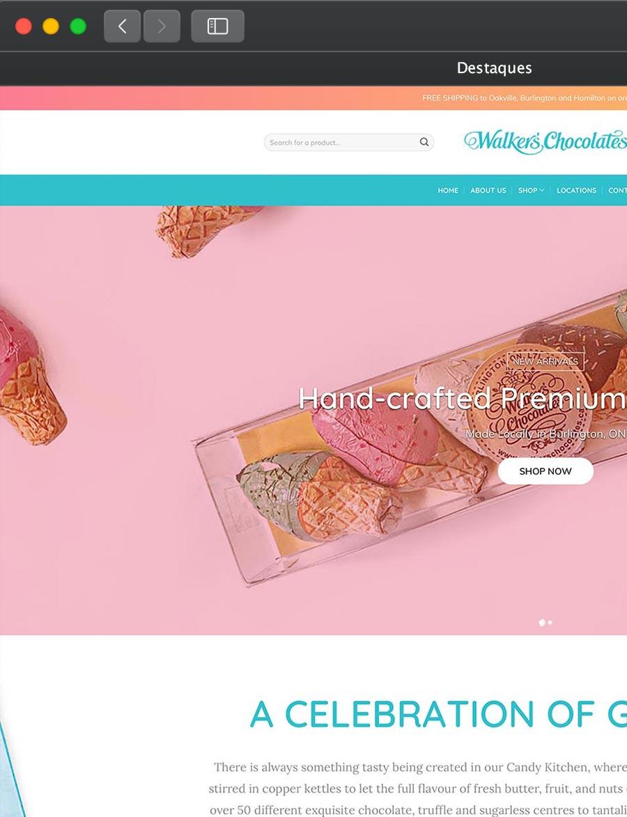 Prévia do projeto Walker’s Chocolates, do portfólio da Infinit0